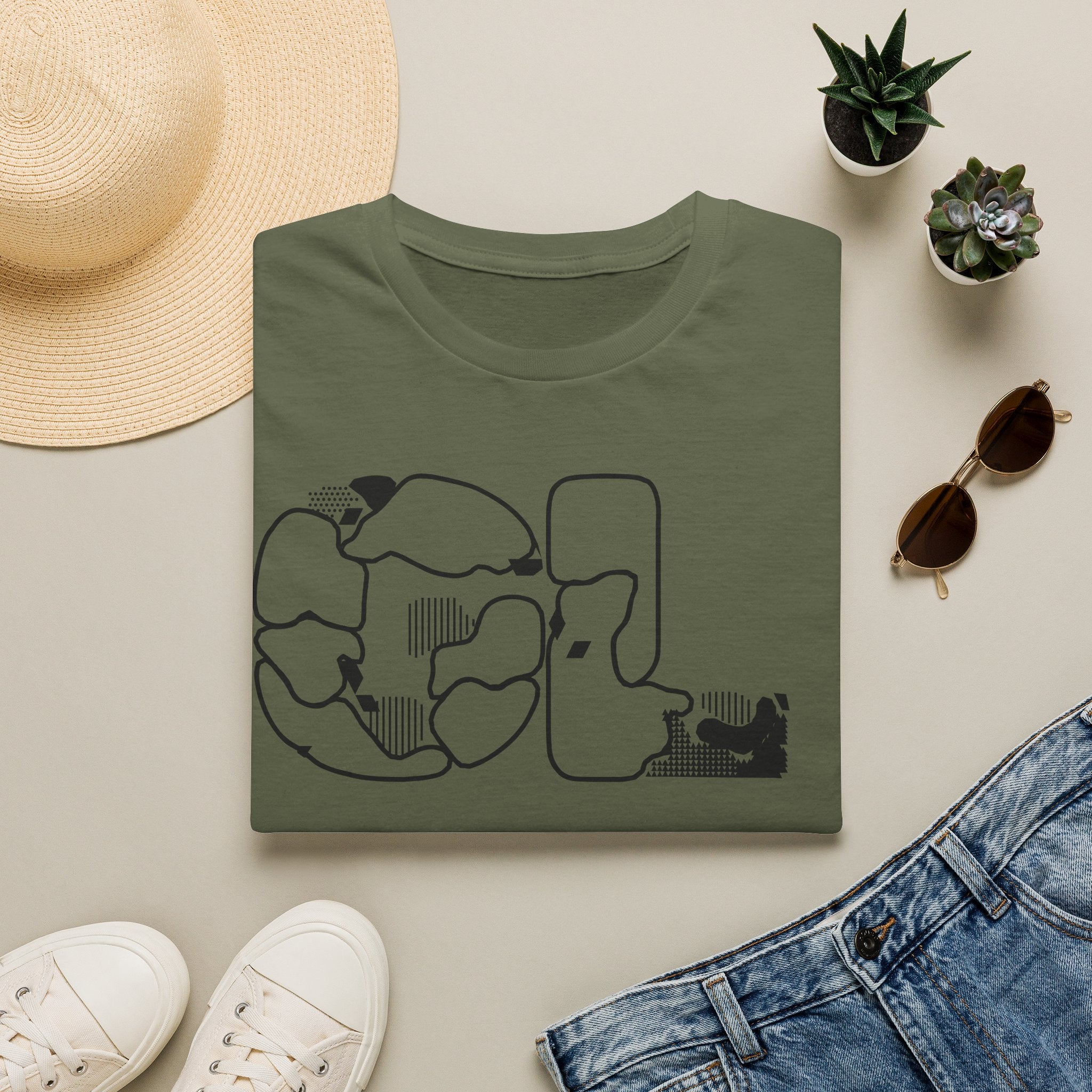 Cat Silhouette Graphic T-Shirt — Playful Kitty Outline Tee