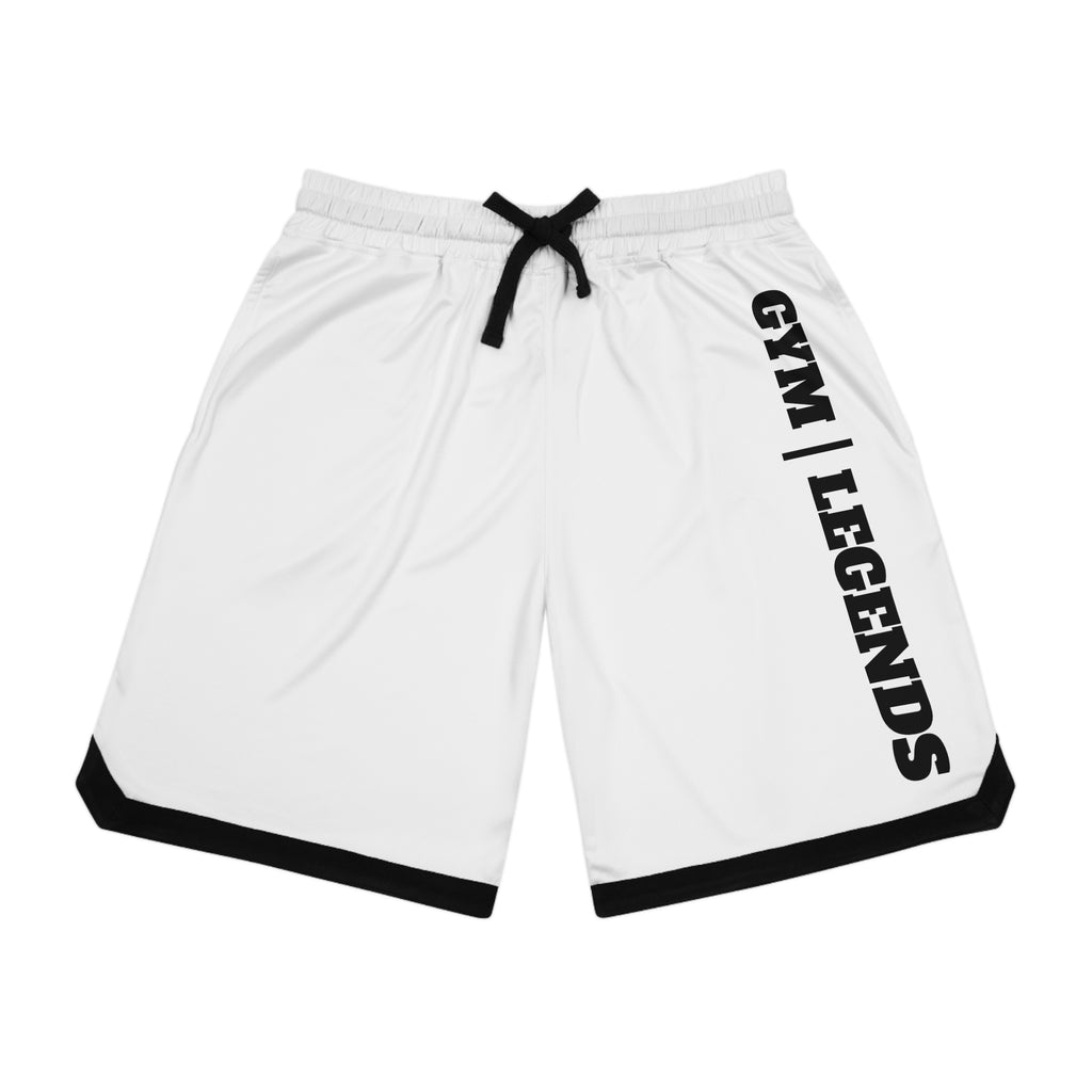 Gym Legends Basketball Shorts — white Ribbed Athletic Shorts