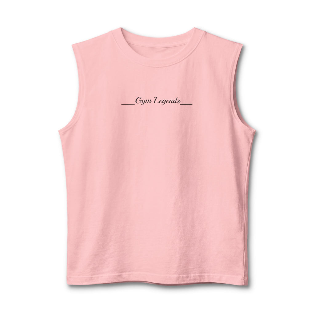 Gym Legends Muscle Tank — Minimal Athletic Sleeveless Shirt ("Gym Legends" Front, GL Back)