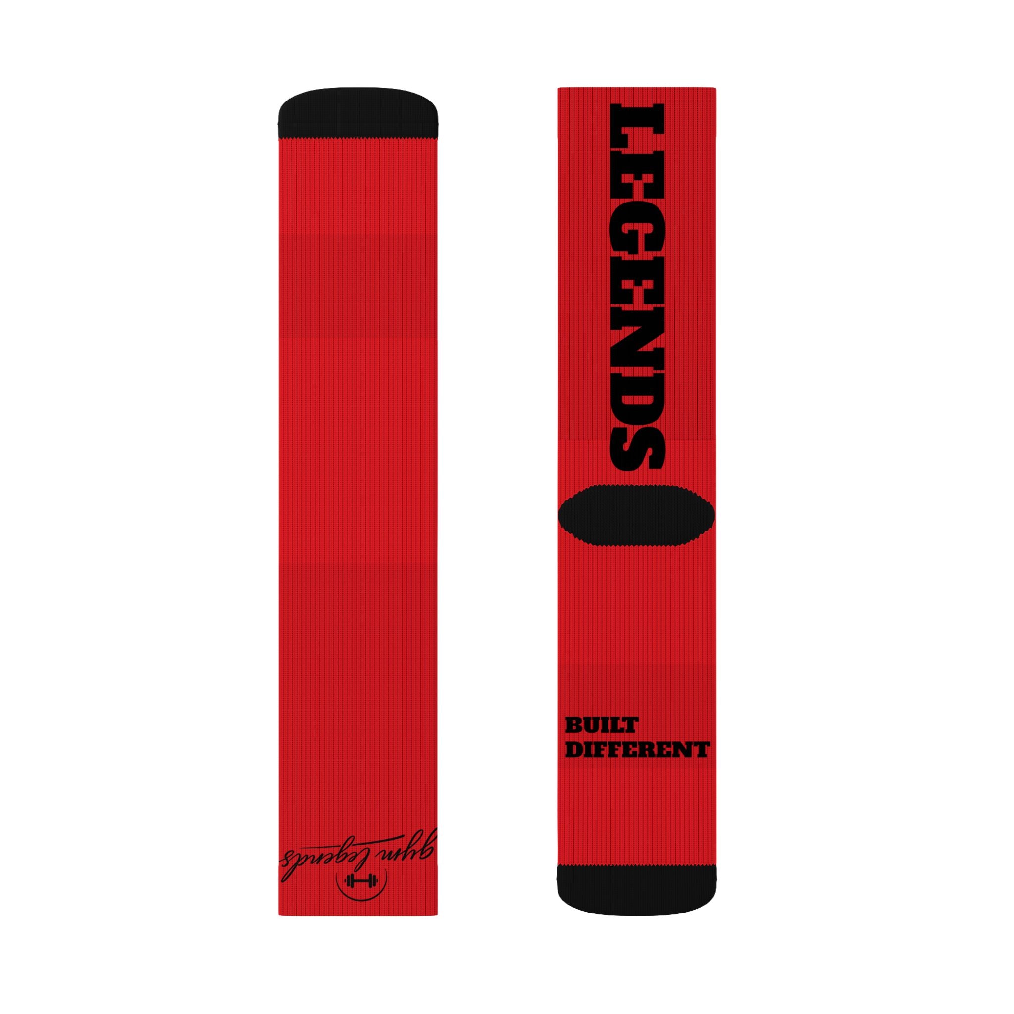Gym Legends Sublimation Socks red elite — 'GYM' & 'LEGENDS' Athletic Crew Socks