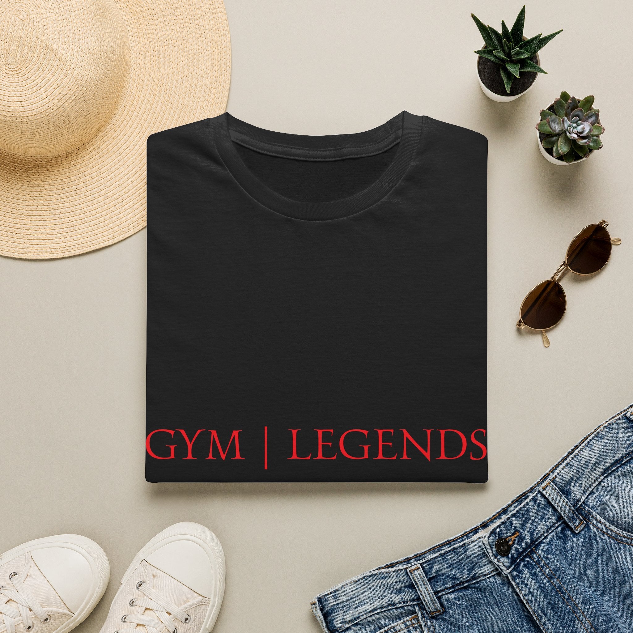Gym Legends T-Shirt — Athletic Lifestyle Tee with Red Gym | Legends Text