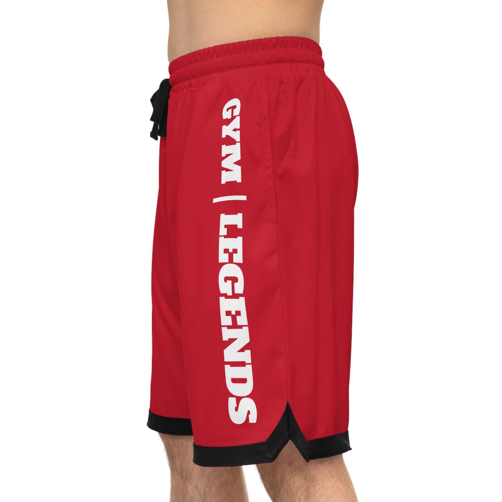Gym Legends Basketball Shorts — Red Ribbed Athletic Shorts