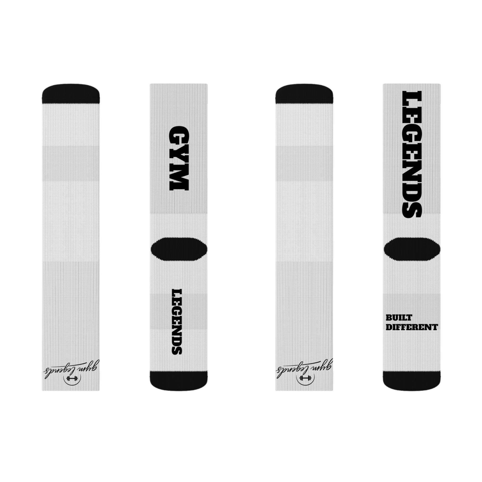 Gym Legends Sublimation Socks — 'GYM' & 'LEGENDS' Athletic Crew Socks