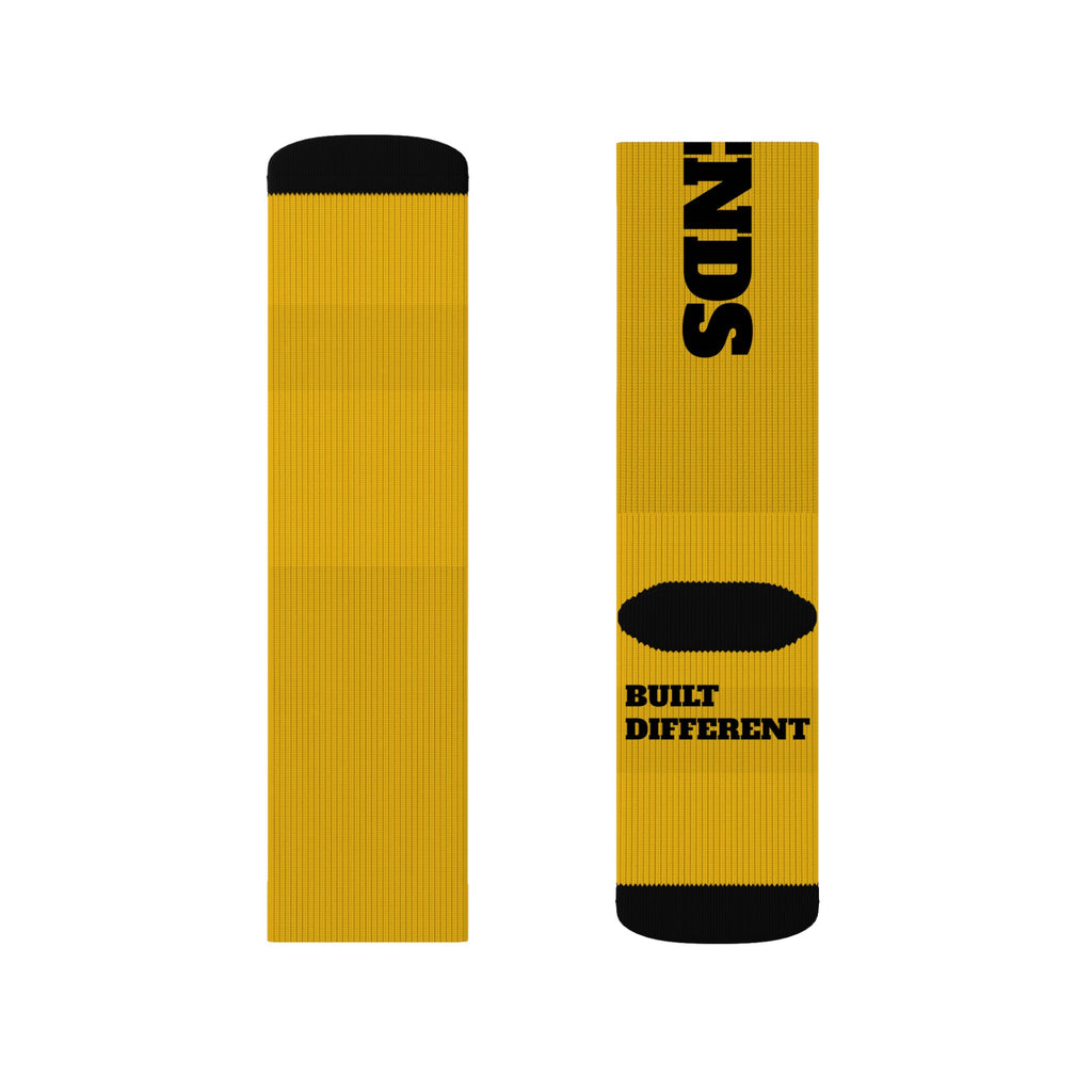 Gym Legends Sublimation Socks Yellow zone— 'GYM' & 'LEGENDS' Athletic Crew Socks