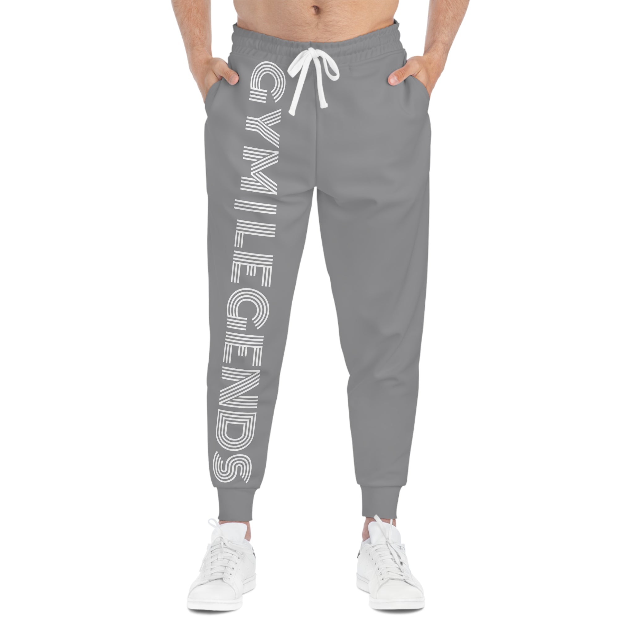 Athletic Joggers — Grey 'GYM LIFE' Vertical Logo Fitness Sweatpants