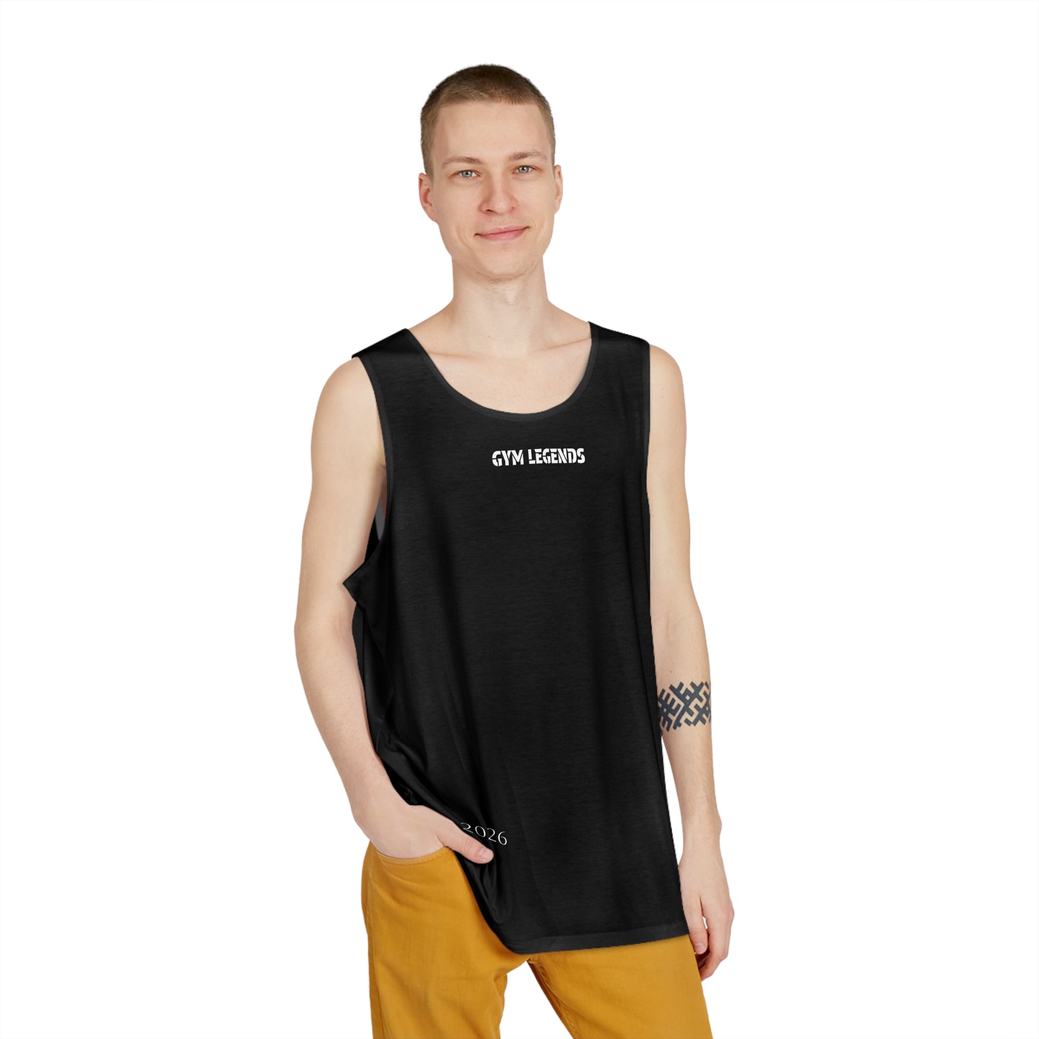 Black Men's Tank Top — Lightweight Casual AOP Muscle Tee