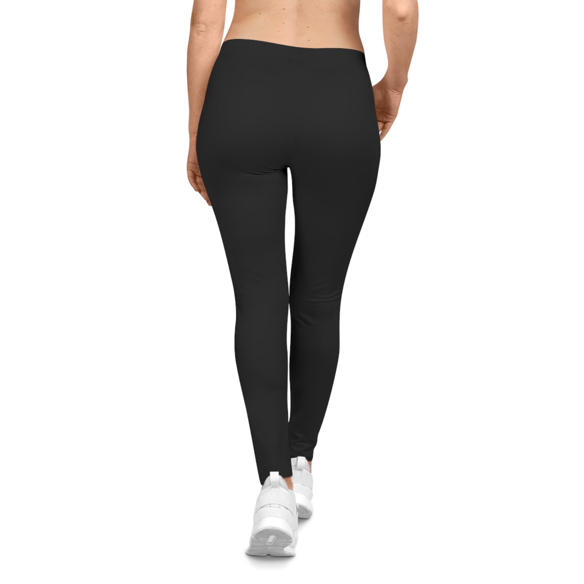 Black Women's Leggings with Minimal Logo — Casual Everyday Activewear