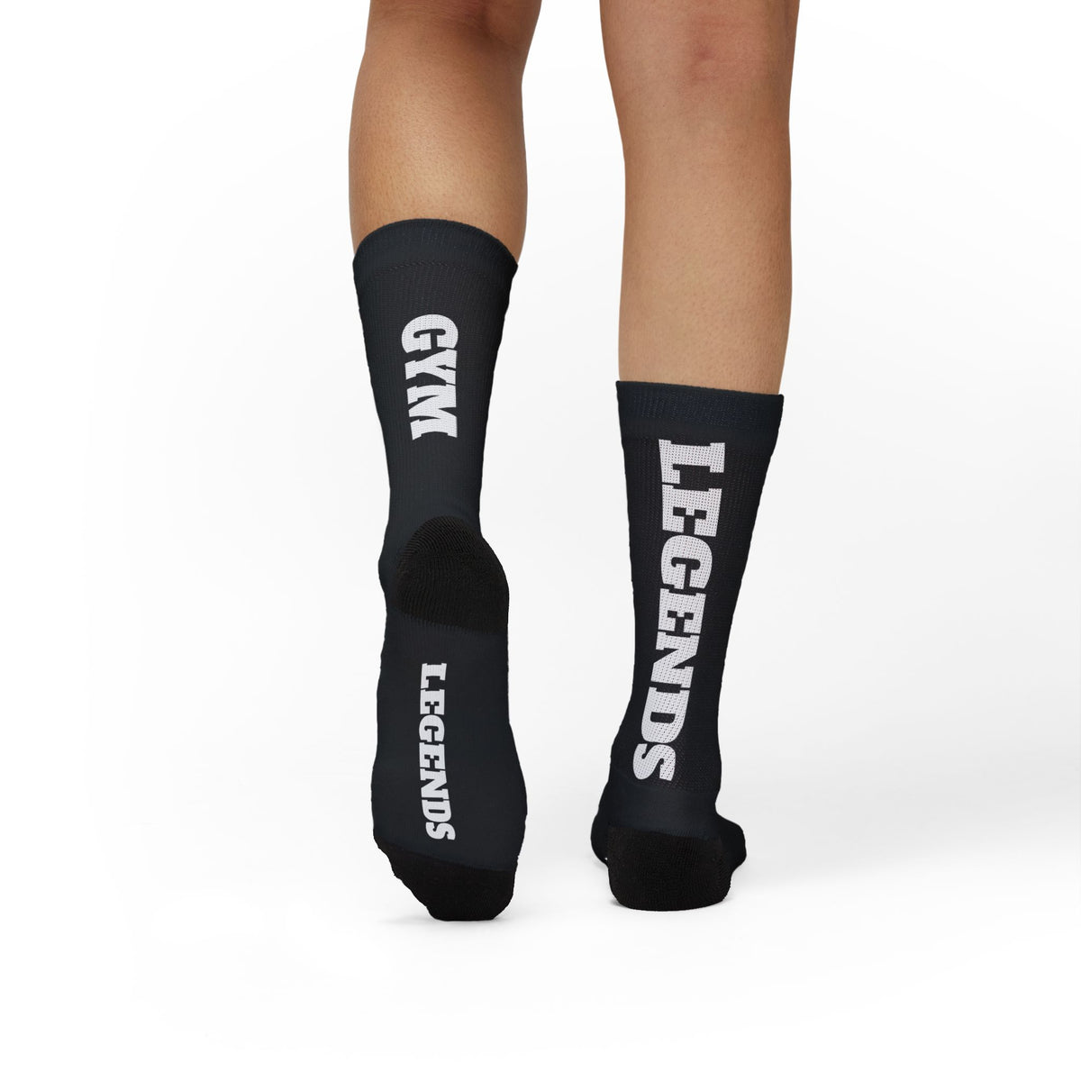 Gym Legends Sublimation Socks Black mind body soul — 'GYM' & 'LEGENDS' Athletic Crew Socks