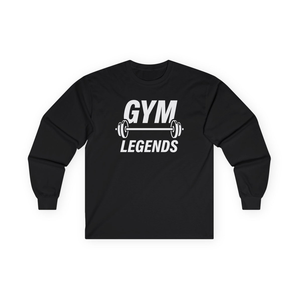 Gym Legends Long Sleeve Tee — Athletic Workout Shirt with Barbell Graphic