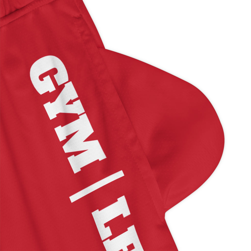 Gym Legends Basketball Shorts — Red Ribbed Athletic Shorts