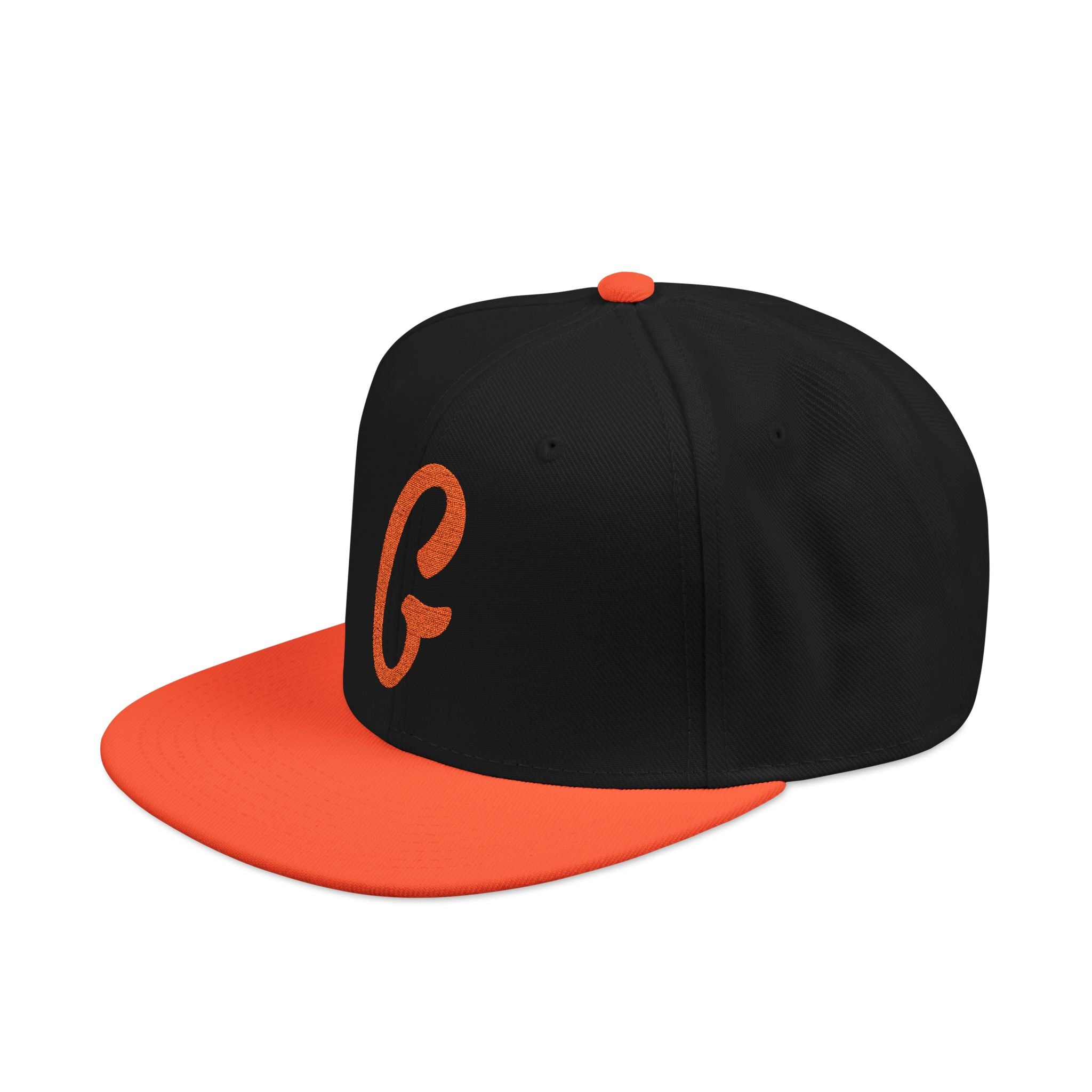 Gym legends legendary Snapback Hat — Black Orange Curly Script Cap