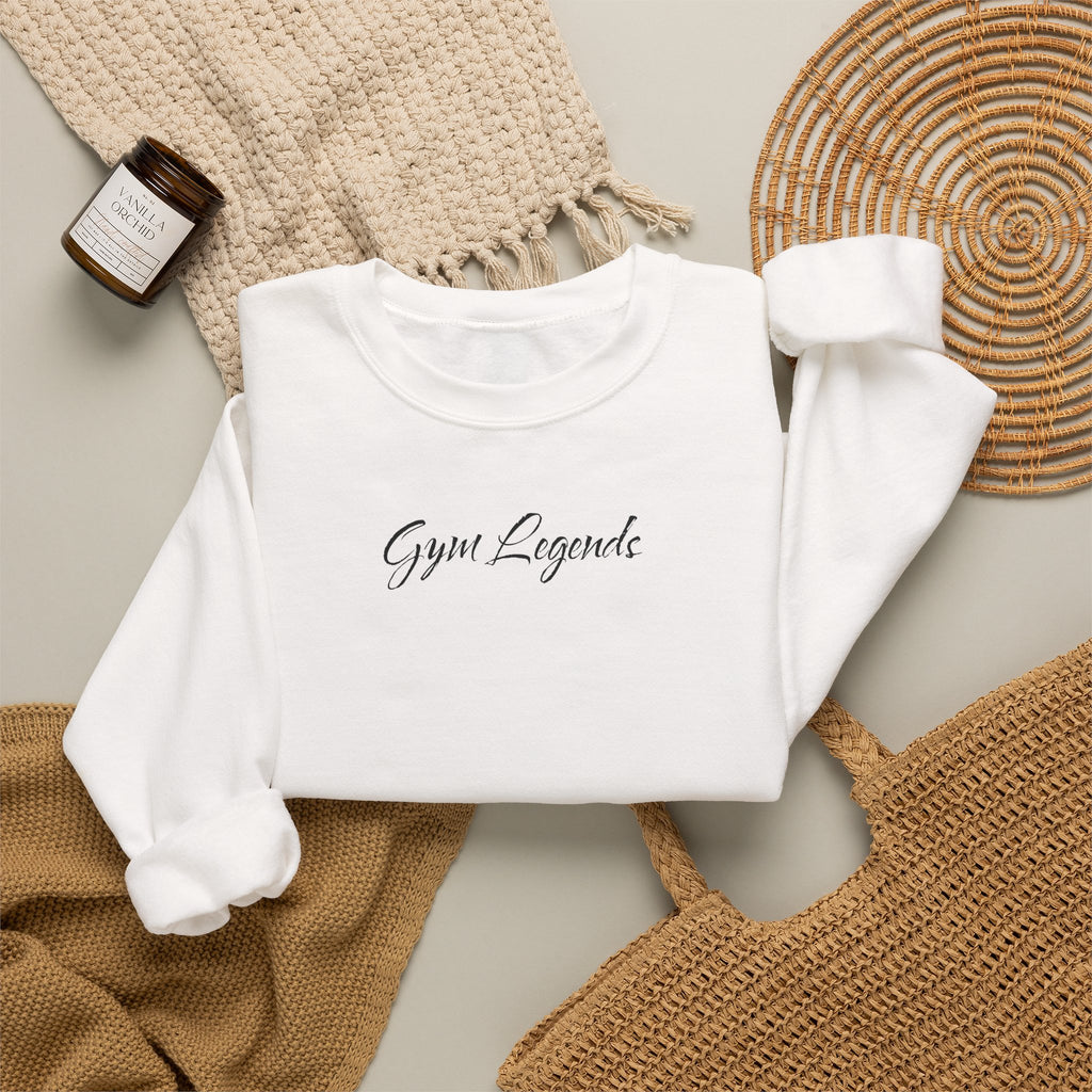 Gym Legend Crewneck Sweatshirt — Minimal Script Fitness Pullover