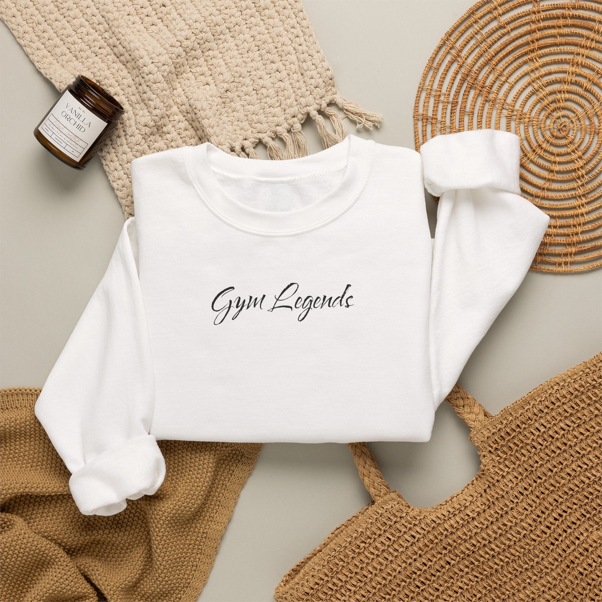Gym Legend Crewneck Sweatshirt — Minimal Script Fitness Pullover
