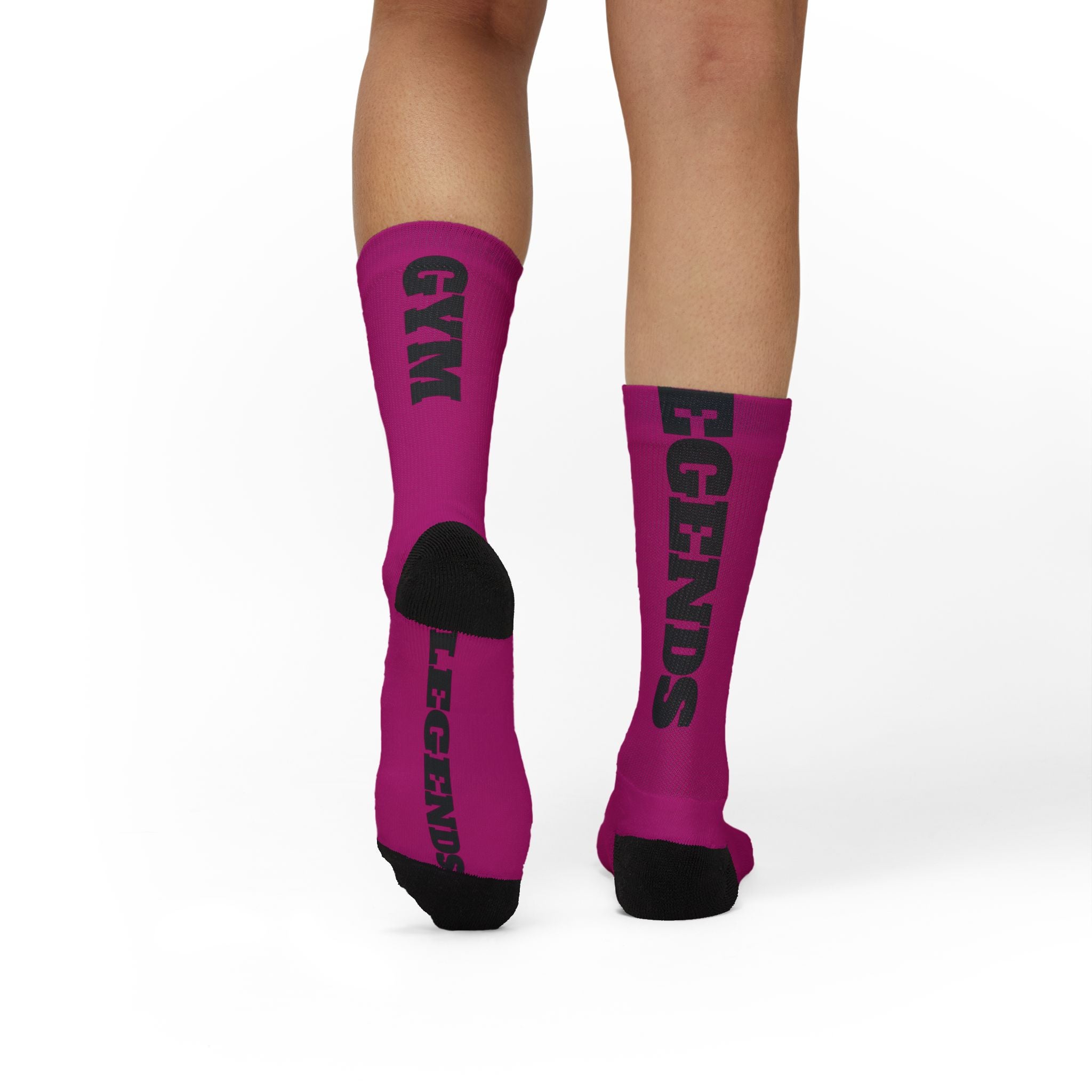 Gym Legends Sublimation Socks pink savage — 'GYM' & 'LEGENDS' Athletic Crew Socks